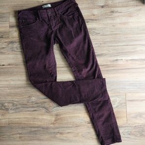 Free People Cordoroy Skinny Jeans Maroon